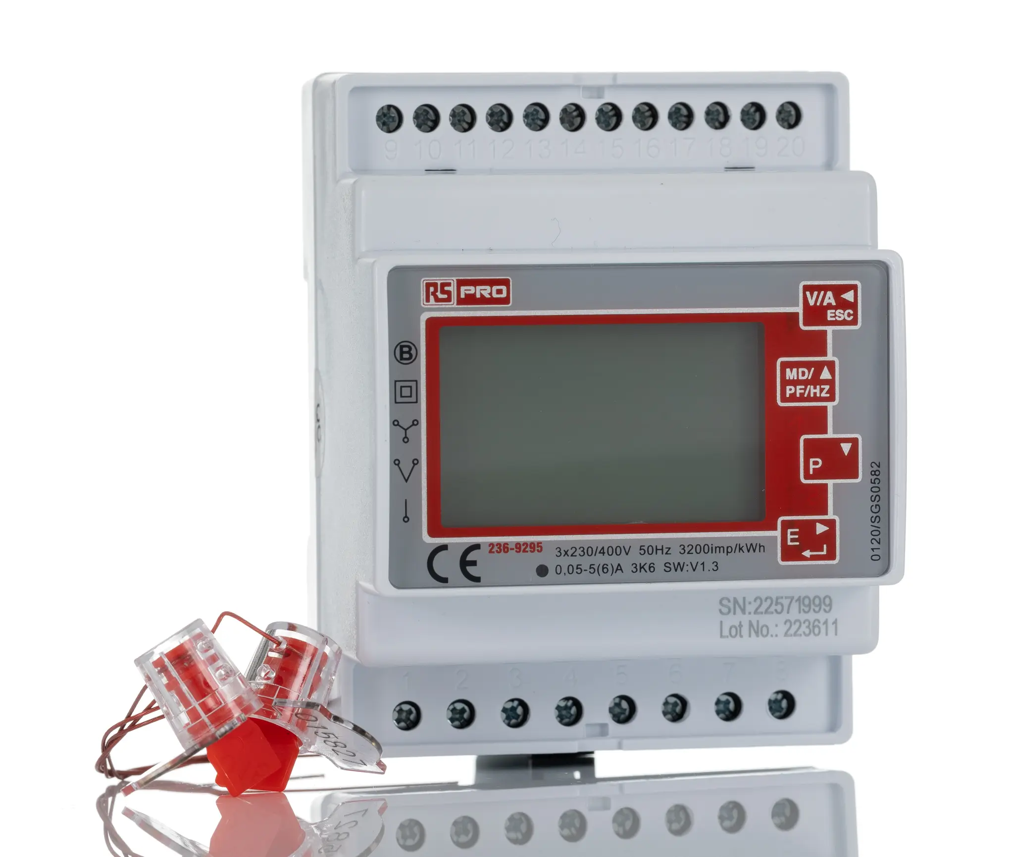 Produktfoto 1 von RS PRO AP25 Energiemessgerät LCD-Hintergrundbeleuchtung Energiemessgerät, 8-stellig / 3-phasig 2 Ausg. 2 Eing.
