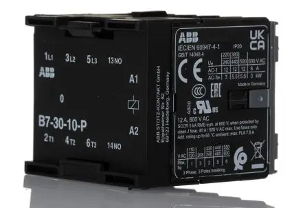 ABB B7 Schütz 240V-Spule, 3-polig / 12 A 240V 5.5 kW 3 Schließer Steuergerät 1-Hilfskontakte