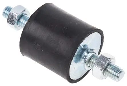 Produktfoto 1 von FIBET Fibet Naturgummi Gummipuffer, Außen-/Außengewinde Puffer M6 x 18 mm 55 daN, Ø 25 mm x 25 mm, 60 IRHD / bis 11 daN