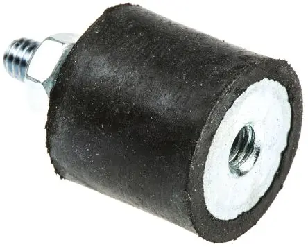 Produktfoto 1 von FIBET Fibet Naturgummi Gummipuffer, Außen-/Innengewinde Puffer M4 x 10 mm 9 daN, Ø 16 mm x 15 mm, IRHD 35 / bis 3 daN