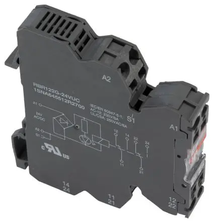 Produktfoto 1 von ABB RBR122G Interface Relais 24V ac/dc, 2-poliger Umschalter DIN-Hutschiene