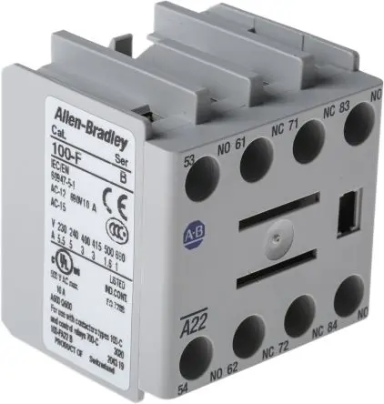 Produktfoto 1 von Allen Bradley 100F Hilfskontakt 4-polig Panel, 2 Öffner/2 Schließer mit Schraube Anschluss 10 A, 600V