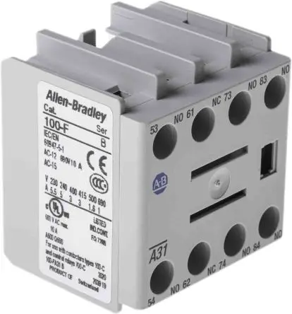 Produktfoto 1 von Allen Bradley 100F Hilfskontakt 4-polig Panel, 3 Schließer, 1 Öffner mit Schraube Anschluss 10 A, 600V