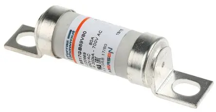 Produktfoto 1 von Mersen Protistor Sicherung UK-Norm 17 x 49 mm, 690V / 80A F, gRB REACH, IEC 60269-4, IEC 60269-1, UL, RoHS, CE,
