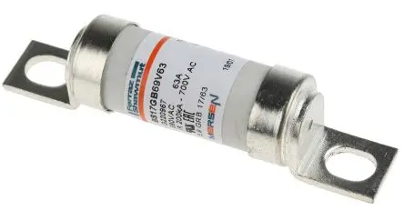 Produktfoto 1 von Mersen Protistor Sicherung UK-Norm 17 x 49 mm, 690V / 63A F, gRB RoHS, CE, REACH, IEC 60269-4, IEC 60269-1, UL,
