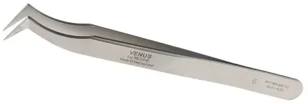 Produktfoto 1 von RS PRO Edelstahl Pinzette, 115mm, Spitze Haken Antimagnetisch 1-teilig