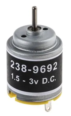 Produktfoto 1 von RS PRO Bürstenmotor Gleichstrommotor bis 10.4 g.cm, 1.5V dc, 3 V dc / 1.21 W, Wellen-Ø 2 mm, 21mm x 38 mm x 5.7 mm