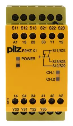 Produktfoto 1 von Pilz P2HZ X1 Sicherheitsrelais 24V dc, 3 Sicherheitskontakte, 1 Hilfsschalter, Überwacht EN 60068-2-6, EN 60068-2-78, EN