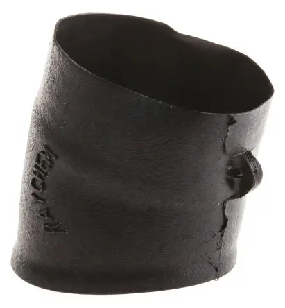 Produktfoto 1 von TE Connectivity 222K1 Wärmeschrumpfschlauch, Manschette, Flüssigkeit resistentes Elastomer, Schwarz 43 mm, 1-Wege 90 °C