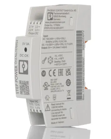 Produktfoto 1 von Phoenix Contact STEP POWER DIN-Schienen Netzteil Geschalteter Modus 240V ac AC / 3 A 5V dc DC 15 W