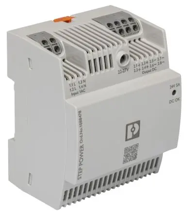 Produktfoto 1 von Phoenix Contact STEP POWER DIN-Schienen Netzteil Spannungsversorgung 250V ac AC / 5 A 24V dc DC 120 W