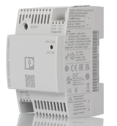 Produktfoto 1 von Phoenix Contact STEP POWER DIN-Schienen Netzteil Spannungsversorgung 250V ac AC / 2.5 A 24V dc DC 60 W