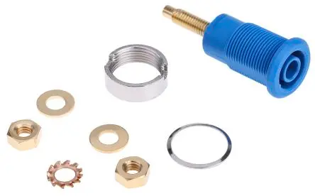 Produktfoto 1 von Staubli 4 mm Buchse Blau Buchse für Laborstecker, Kontakt Gold, 1000V 32A Lot
