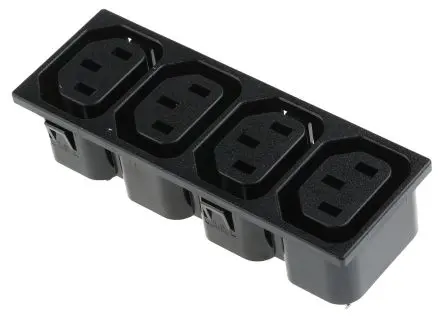 Produktfoto 1 von Bulgin PX0 IEC-Steckverbinder C13 x4 250V, Gerade Stecker, Einrastmontage 10A, 2-poliger Stecker Japan