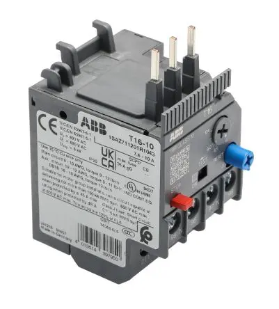 Produktfoto 1 von ABB T16-10 Thermisches Überlastrelais, / 10A, 7.6 A 2 W 1 Schließer/1 Öffner, 600V dc / 10A 3P, 53.5 mm x 45mm