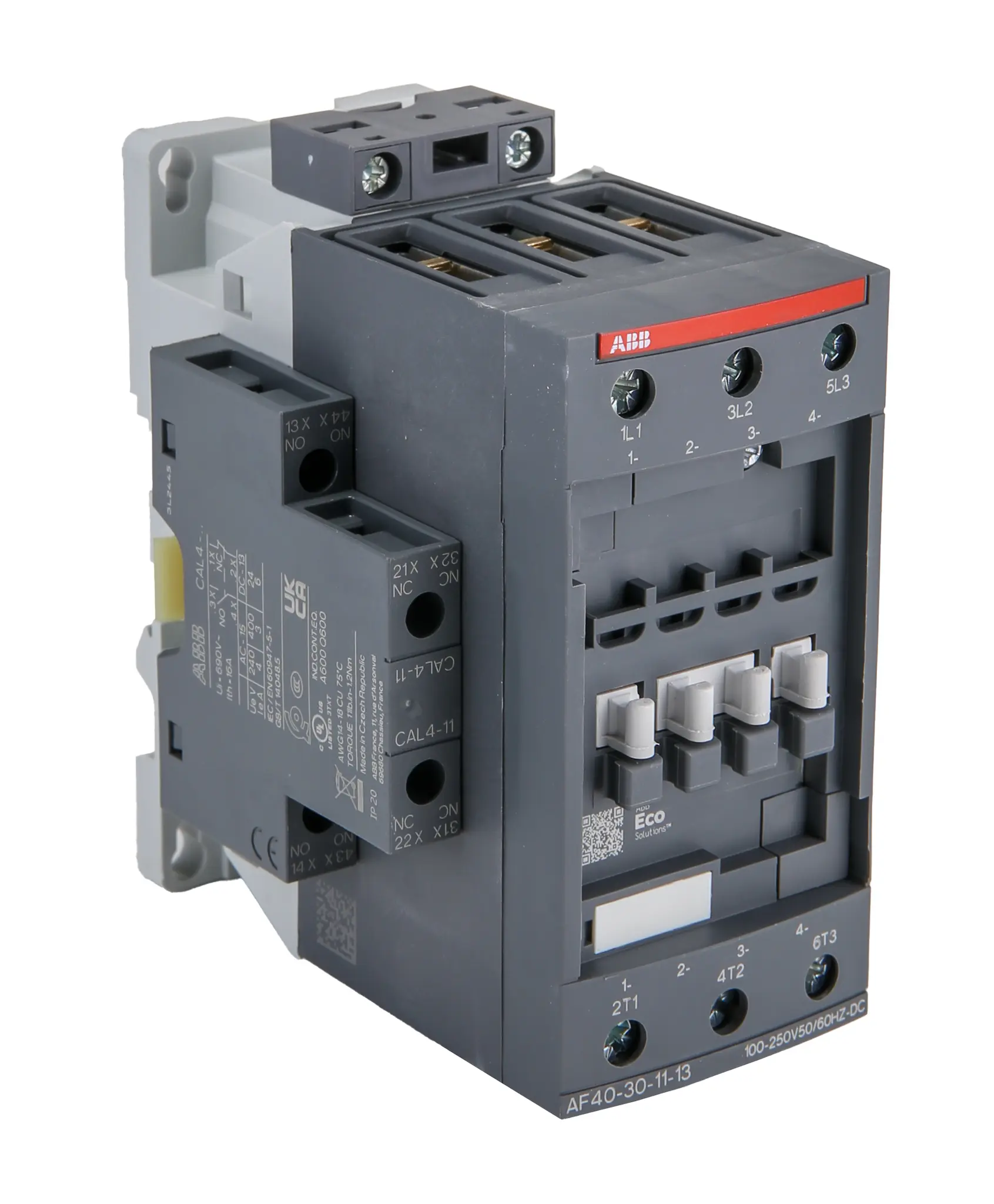 Produktfoto 1 von ABB AF Schütz 100/250 V ac-Spule, 3-polig 250 V ac 185 kW 4 Schließer, 1 Öffner Motorsteuerung 2-Hilfskontakte