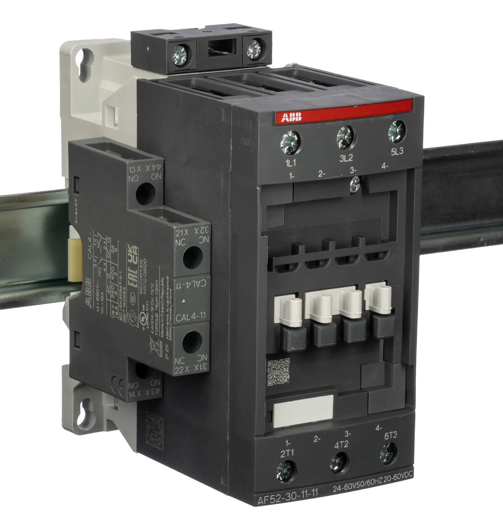 Produktfoto 1 von ABB AF Schütz 24 V-Spule, 3-polig / 53 A 60 V 30 kW 4 Schließer, 1 Öffner Motorsteuerung 2-Hilfskontakte