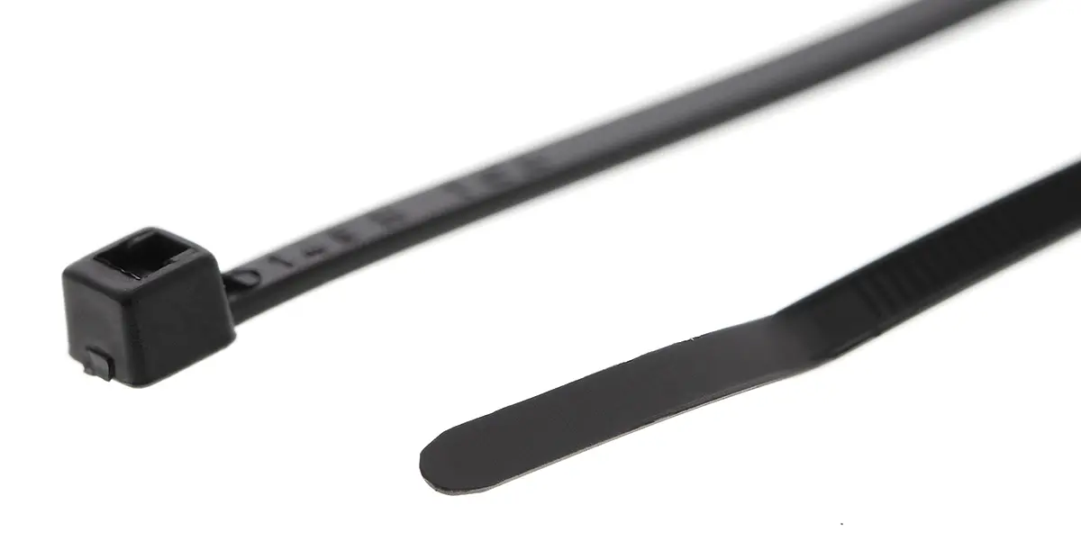 Produktfoto 1 von HellermannTyton T18R Nylon 6.6 Kabelbinder Innen gezackt Schwarz 2.5 mm x 100 mm