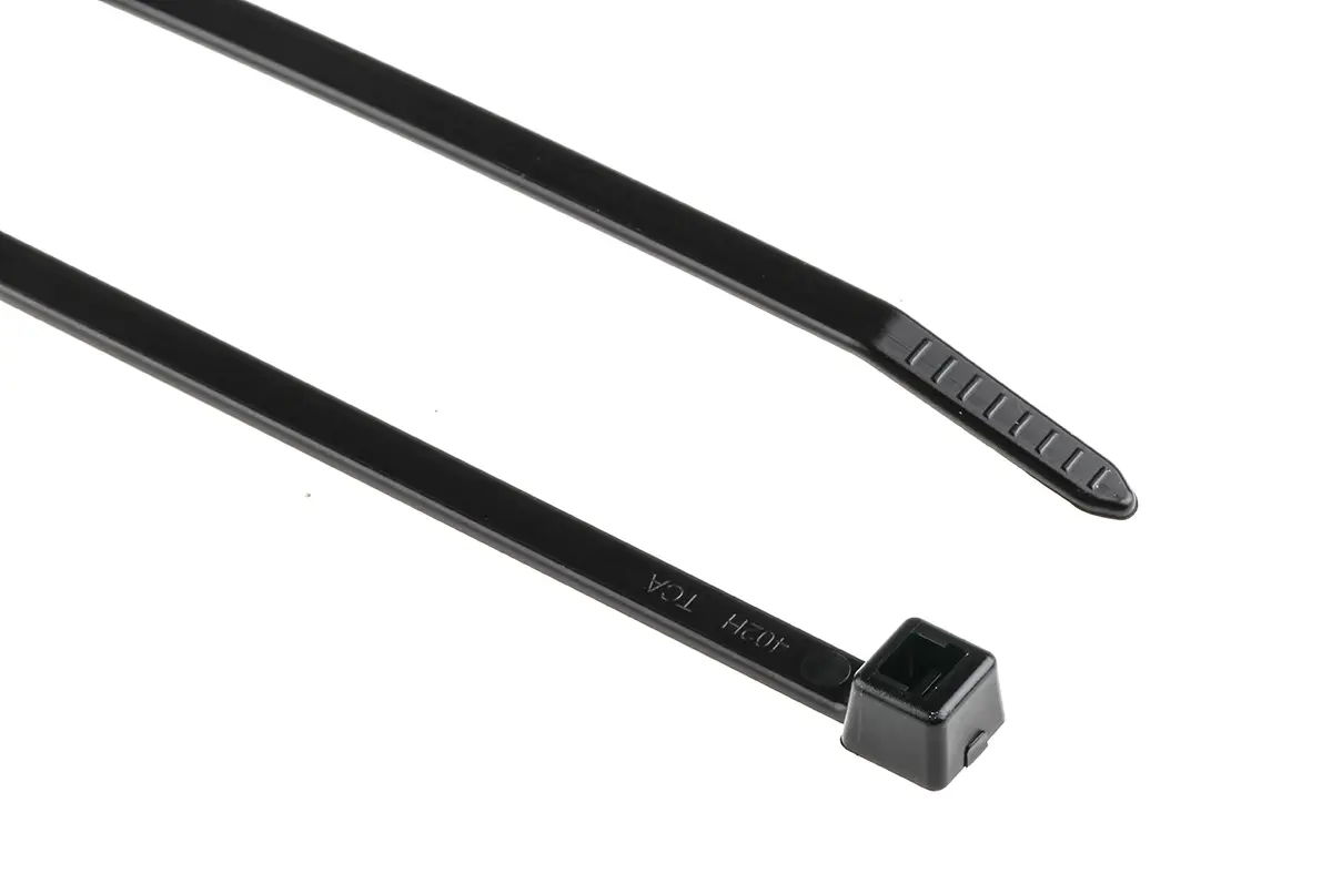 Produktfoto 1 von HellermannTyton T80R Nylon 6.6 Kabelbinder Innen gezackt Schwarz 4.7 mm x 205 mm