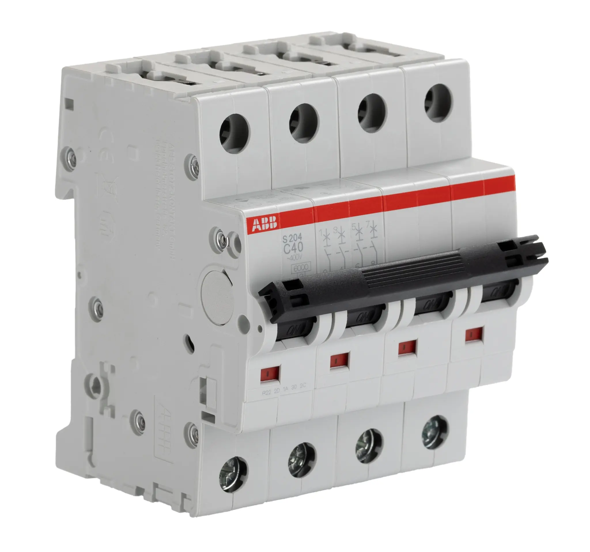 Produktfoto 1 von ABB S200 Miniaturüberlastschalter Typ C, Pol 4-polig 40 A 440 V ac, Abschaltvermögen 10 kA System Pro M Compact 12 V dc