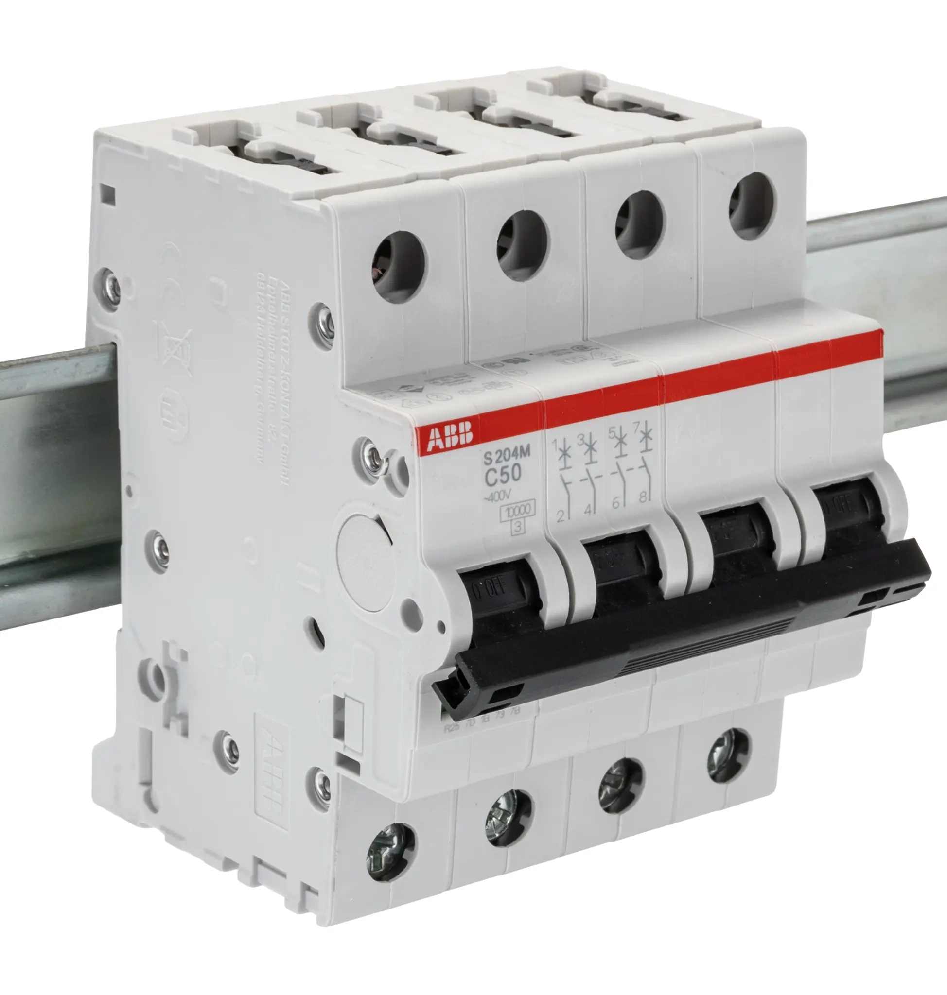 Produktfoto 1 von ABB S200M Miniaturüberlastschalter Typ C, Pol 4-polig 50 A 400 V ac, Abschaltvermögen 15 kA System Pro M Compact 125 V