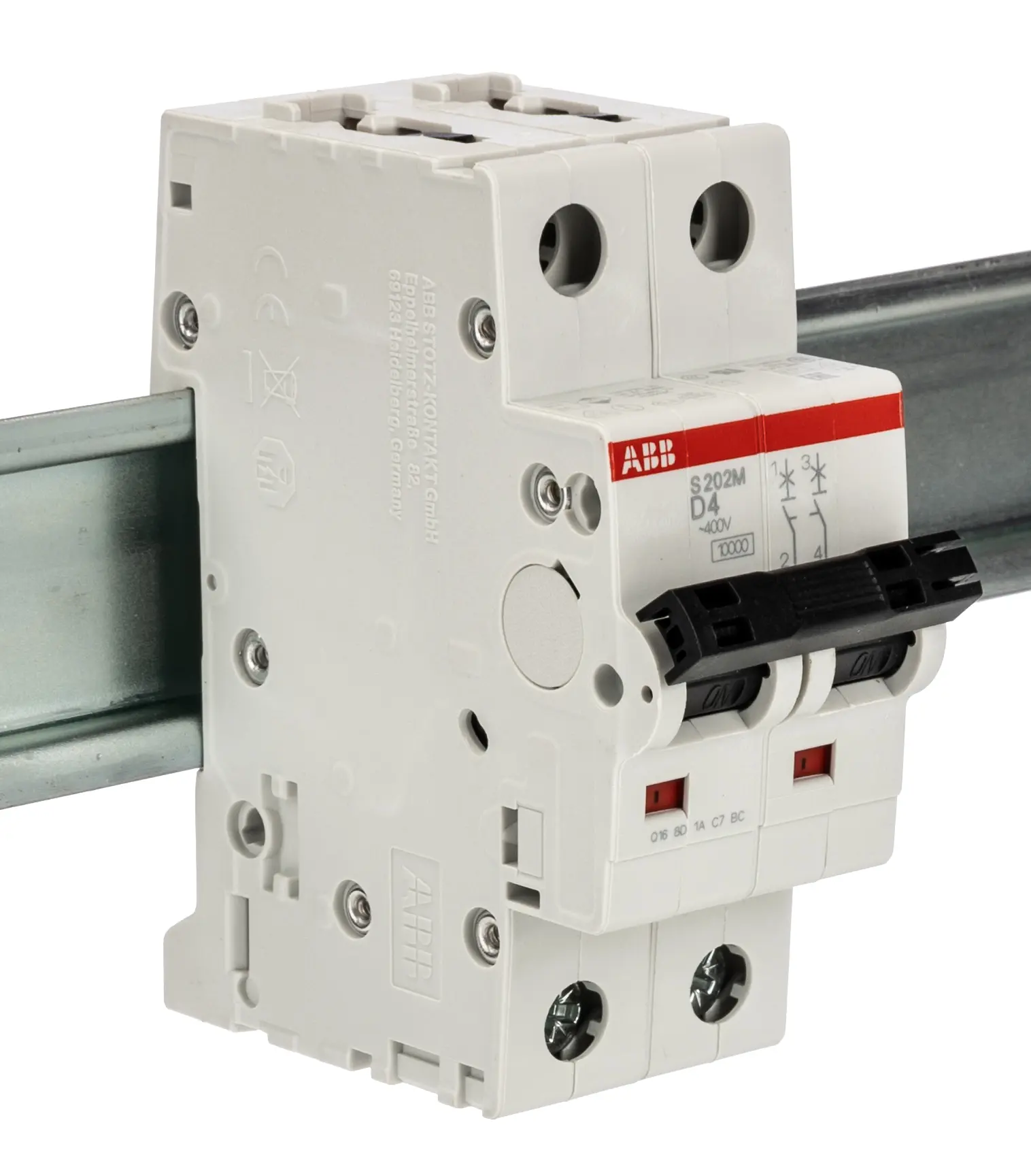 Produktfoto 1 von ABB S200M Miniaturüberlastschalter Typ D, Pol 2-polig 4 A 440 V ac, Abschaltvermögen 15 kA System Pro M Compact 125 V dc