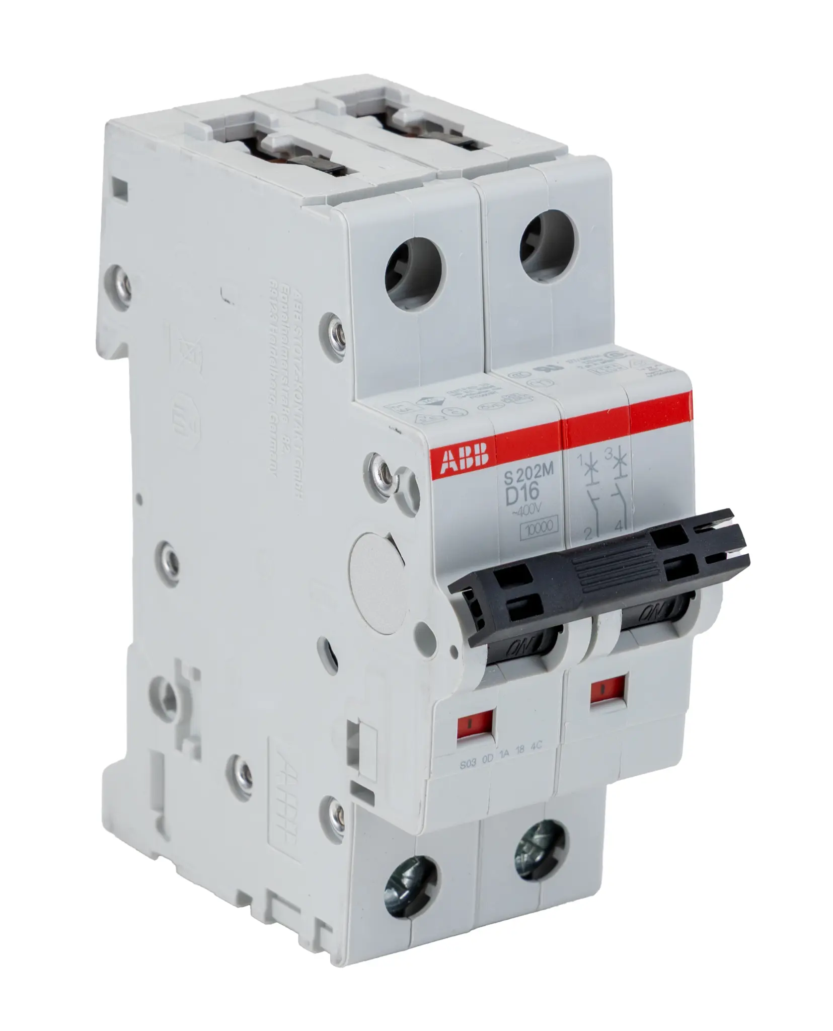 Produktfoto 1 von ABB S200M Miniaturüberlastschalter Typ D, Pol 2-polig 16 A 440 V ac, Abschaltvermögen 15 kA System Pro M Compact 125 V
