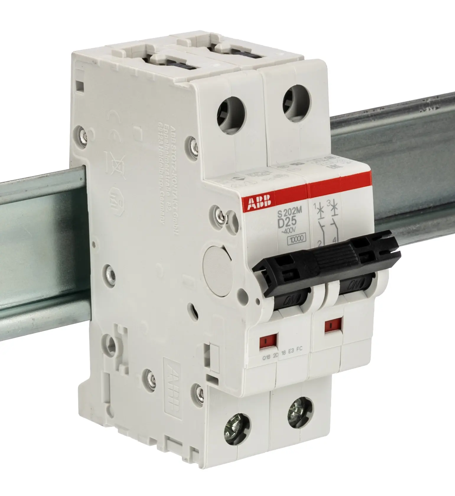 Produktfoto 1 von ABB S200M Miniaturüberlastschalter Typ D, Pol 2-polig 25 A 440 V ac, Abschaltvermögen 15 kA System Pro M Compact 125 V