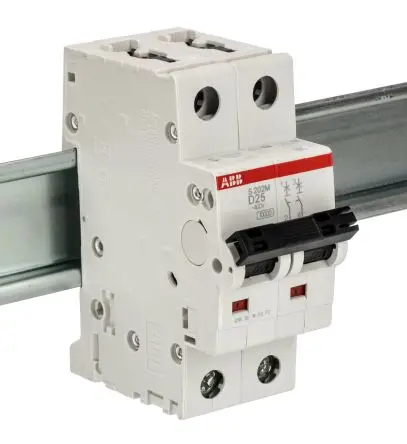 Produktfoto 1 von ABB S200M Miniaturüberlastschalter Typ D, Pol 2-polig 25A 440V ac, Abschaltvermögen 15 kA System Pro M Compact 125 V dc
