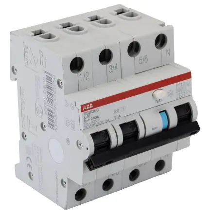 Produktfoto 1 von ABB RCBO DS203NC DS203NC FI/LS-Schalter (RCBO) 16A, 4-polig Typ C, Empfindlichkeit 30 mA