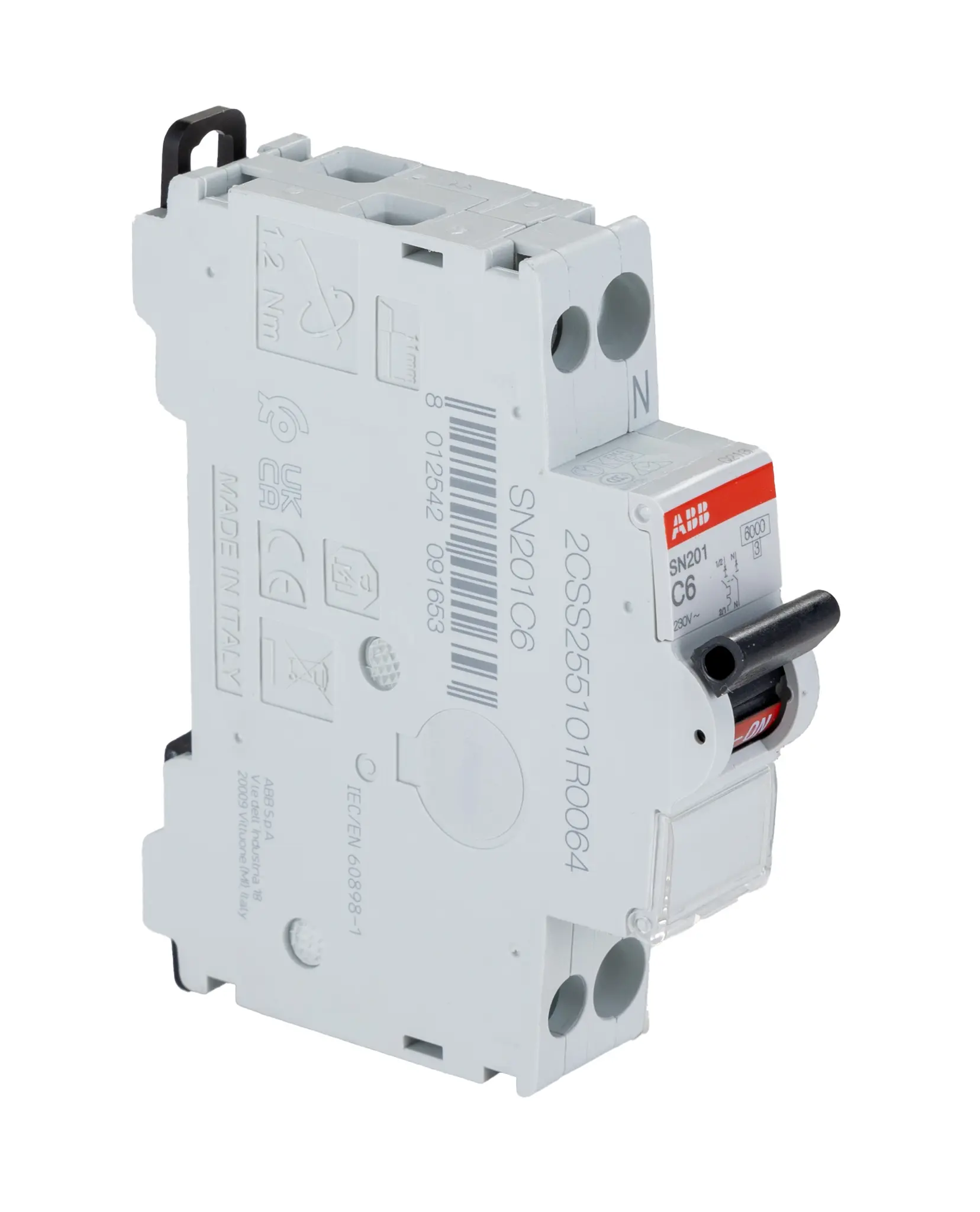 Produktfoto 1 von ABB SN201 Miniaturüberlastschalter Typ C, Pol 2-polig 6 A 230 V ac, Abschaltvermögen 6 kA MCB SN200