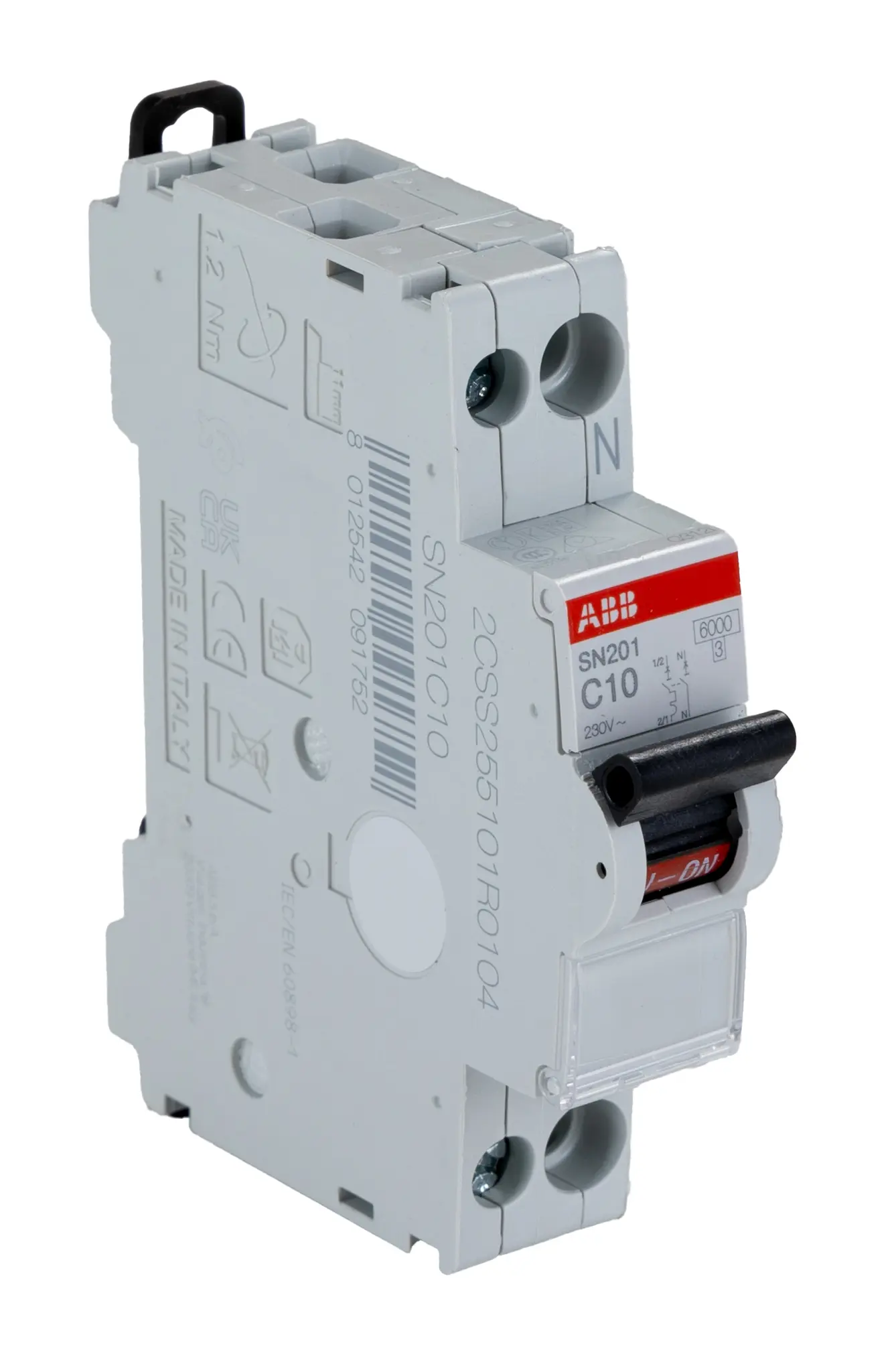 Produktfoto 1 von ABB SN201 Miniaturüberlastschalter Typ C, Pol 2-polig 10 A 230 V ac, Abschaltvermögen 6 kA MCB SN200