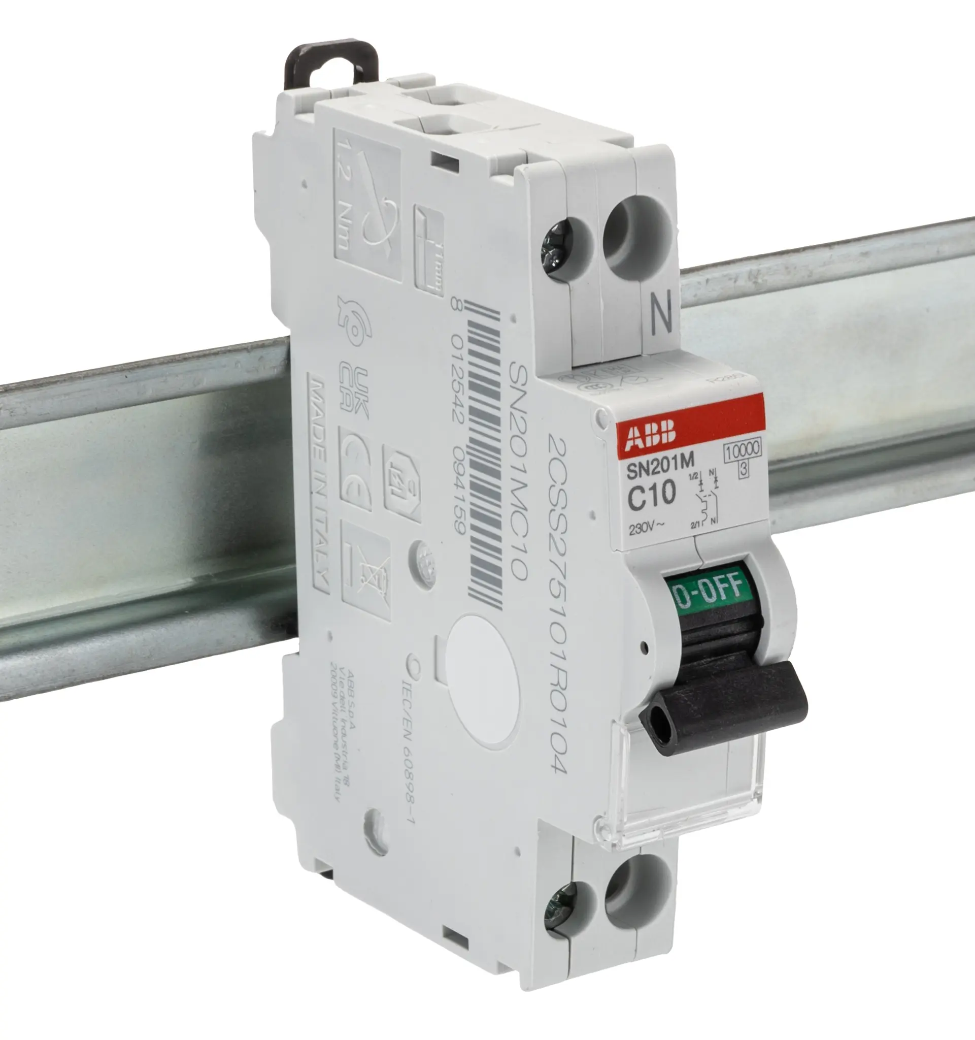 Produktfoto 1 von ABB SN201 Miniaturüberlastschalter Typ C, Pol 1-polig 10 A 230 V ac, Abschaltvermögen 10 kA MCB SN200