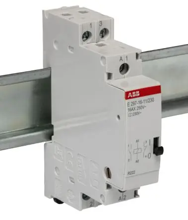Produktfoto 1 von ABB Leistungsrelais 230V ac Spule 1-poliger Umschalter DIN-Hutschiene 16A