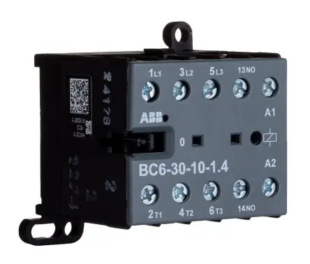 Produktfoto 1 von ABB BC6-30-10-1.4W Schütz 24V-Spule, 3-polig / 20 A 24V 4 kW 3 Schließer 1-Hilfskontakte