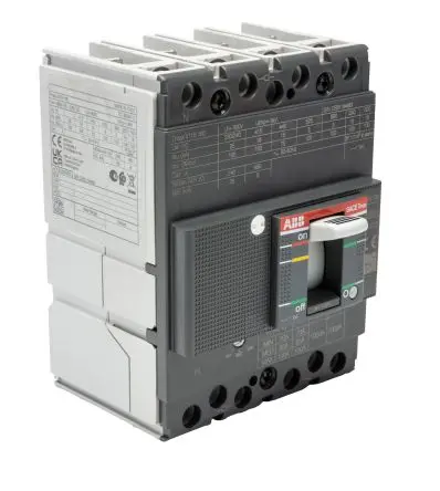 Produktfoto 1 von ABB SACE Tmax XT XT1B, Kompaktschutzschalter 4-polig, 100A Feststehend / Abschaltvermögen 3 kA 690V ac 500 V dc
