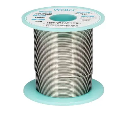 Produktfoto 1 von Weller Draht Lötzinn bleifrei 96.5 %Sn 0 %Pb 0.5 %Cu 0 %Ag, 221 °C, Ø 1 mm / 100 g