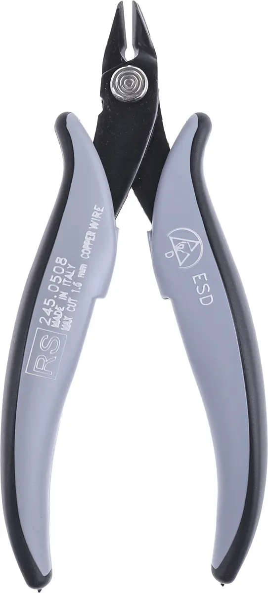 Produktfoto 1 von RS PRO ESD-Sicherheit Abgeschrägt Seitenschneider Schließer (NO) 138 mm / Backen 10mm, Schneidleistung 1.6 mm