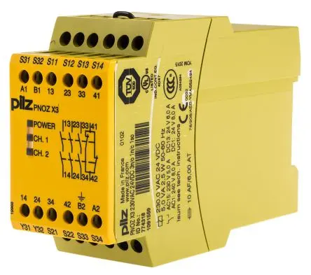 Produktfoto 1 von Pilz PNOZ X3 Sicherheitsrelais 230V ac/dc, 24 V ac/dc, 3 Sicherheitskontakte, 1 Hilfsschalter EN 60947-5-1, EN