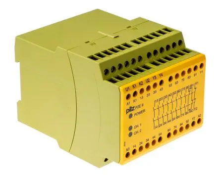 Produktfoto 1 von Pilz PZE 9 Sicherheitsrelais 24V dc, 8 Sicherheitskontakte, 1 Hilfsschalter, Automatisch EN 60068-2-6, EN 954-1, EN