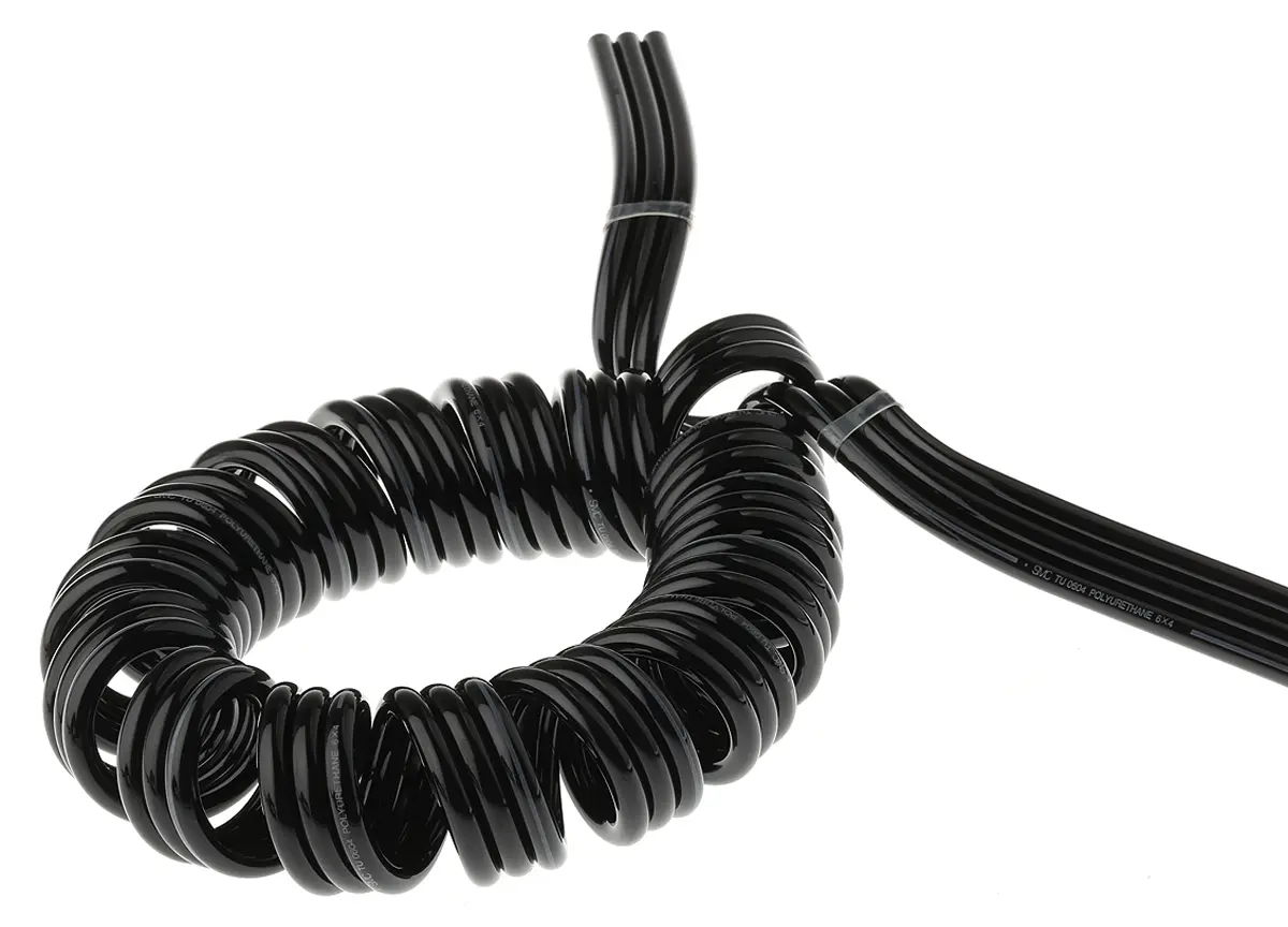 Produktfoto 1 von SMC 1 m TCU Polyurethan Spiralschlauch Schwarz, Innen-Ø 4 mm 60 °C