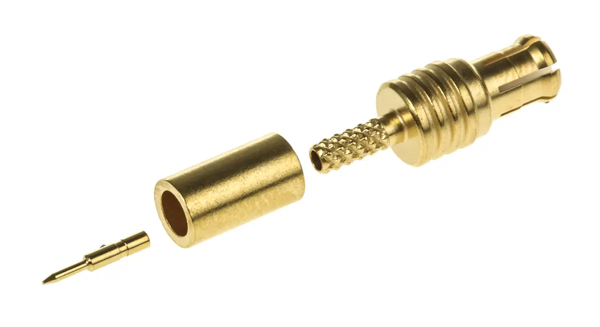 Produktfoto 1 von Radiall MCX Stecker Koaxialsteckverbinder MCX-Steckverbinder, Kabel, für RG178, RG196-Kabel, 50 Ω Crimpbefestigung,