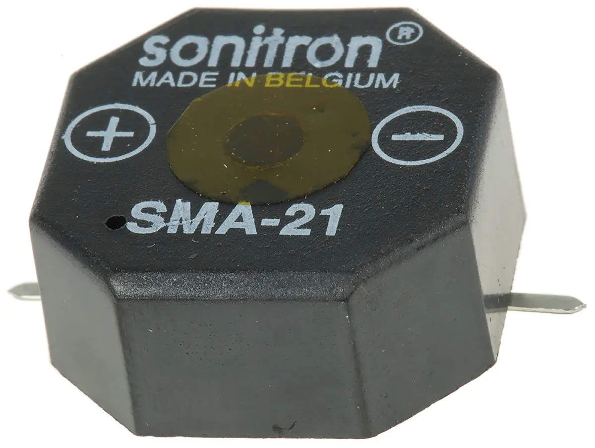 Produktfoto 1 von Sonitron Summer Dauerbetrieb, 85 dB, SMD 9.5 mm, 24 V dc 21 mm, 1.5 V dc, Innen-