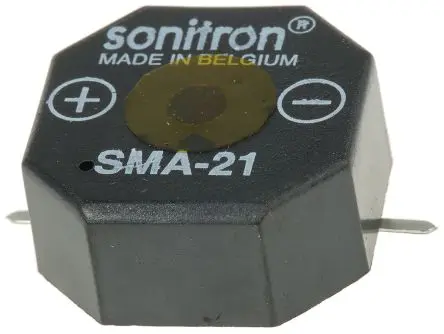 Produktfoto 1 von Sonitron Summer Dauerbetrieb, 85 dB, Oberfläche 9.5 mm, 24V dc 21 mm, 1.5 V dc, Innen-