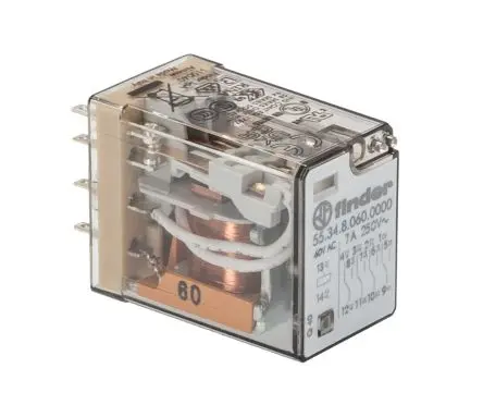 Produktfoto 1 von Finder 55 Relais 60V ac Spule 4-poliger Schließer 7A 1.2 kΩ 1 W
