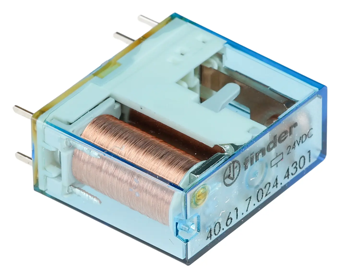 Finder 40 24V dc Spule 1-poliger Wechsler Printrelais 16A 500mW Monostabiles Relais
