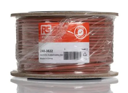 Produktfoto 1 von RS PRO Schaltdraht, 20 AWG 25 m Braun Ø 2.6 mm 16 Litzen Silikongummi
