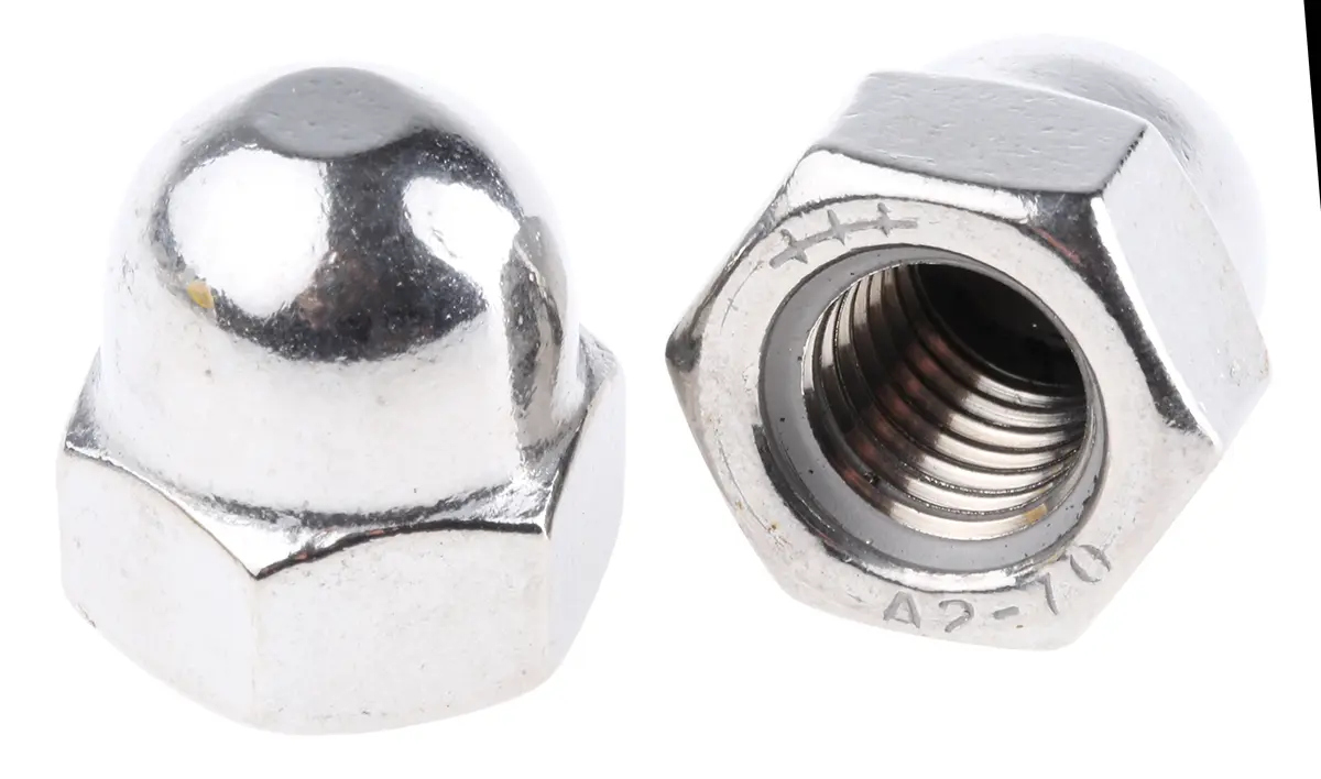 Produktfoto 1 von RS PRO Sechskantmuttern, M12 Hut Edelstahl 19.0mm Glatt A2 304 DIN 1587