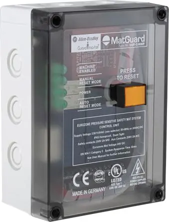 Produktfoto 1 von Allen Bradley 440F Sicherheitsrelais 230V ac/dc, 24 V ac/dc, 2 Sicherheitskontakte, 1 Hilfsschalter, Automatisch und