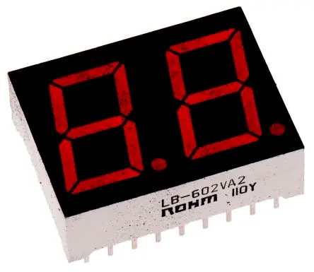 ROHM LED-Anzeige 7 Segmente 2 Zeichen Anode, Rot 650nm 16mcd Zeichenbreite 8 mm Rechts Zeichenhöhe 14.2 mm